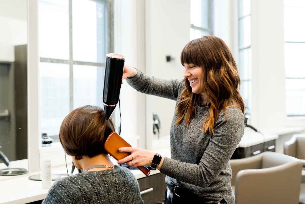 Hair styling at Beena's